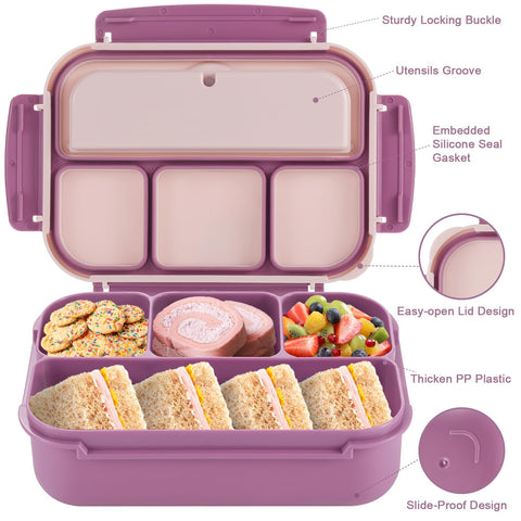 Shell and Turtle Bento Box four-compartment layout helps keep foods separate and fresh.