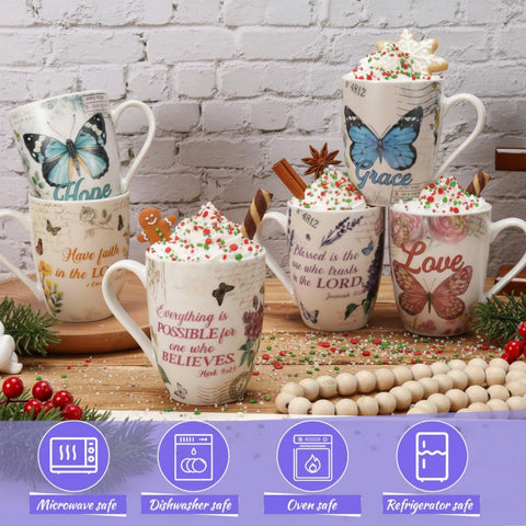 Shellwei butterfly-pattern mug adds colorful charm for tea or coffee.
