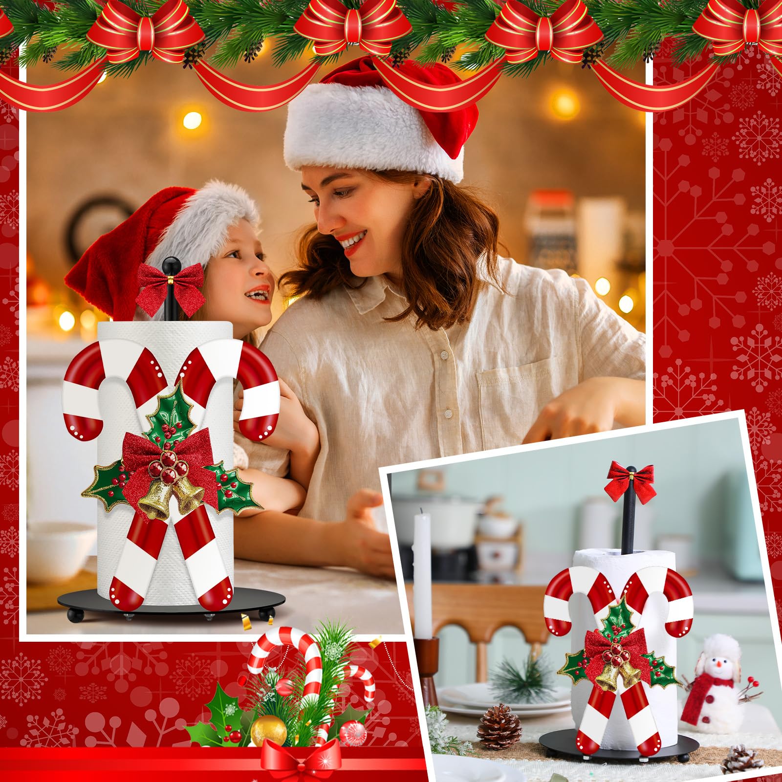 Shellwei candy cane paper towel stand for kitchen counter and bathroom vanity.