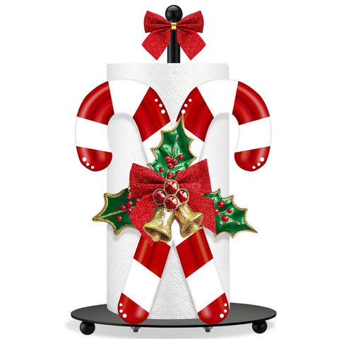 Shellwei candy cane paper towel holder with round base for steady counter use.
