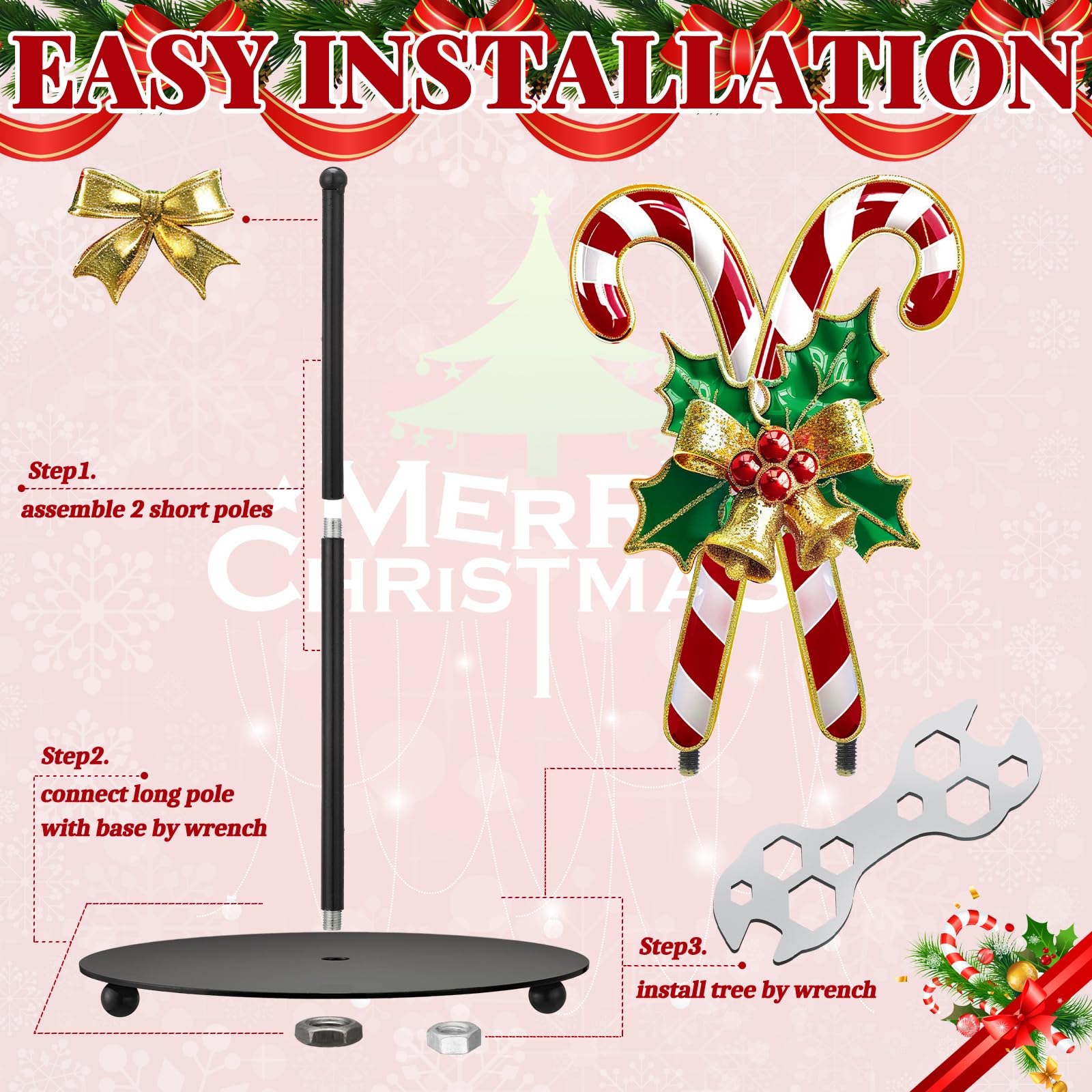 Weighted base on the Shellwei candy cane paper towel holder ensures firm placement.