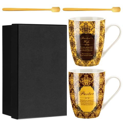 Shellwei pastor and wife mugs with gift box, ideal for gifting
