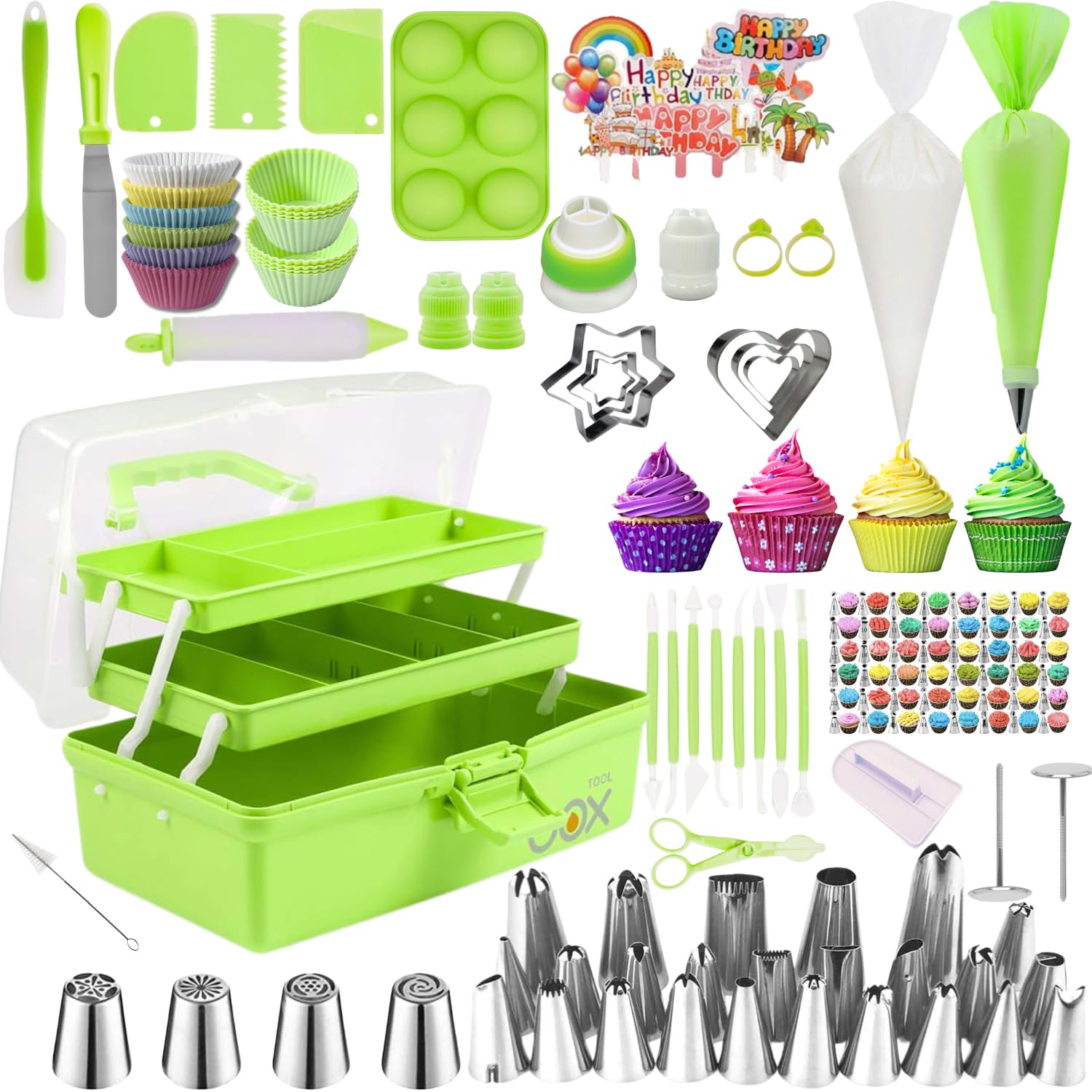 SHENGWANGYANGLUO cake decorating kit with storage box ready for beginner-friendly icing projects