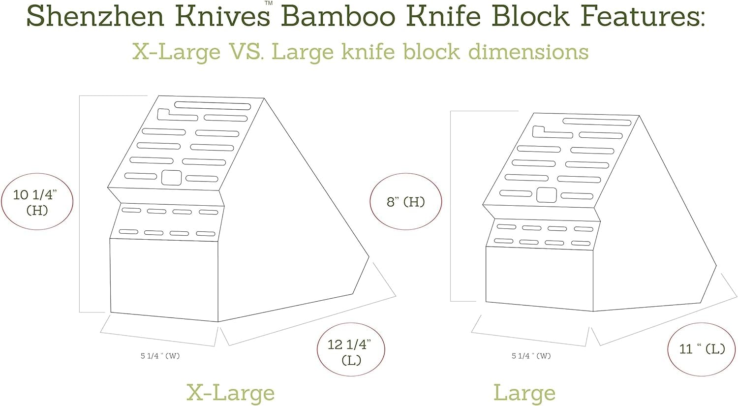 Shenzhen Knives 20-slot block large slots fit bigger chef knives securely.