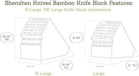 Shenzhen Knives 20-slot block large slots fit bigger chef knives securely.
