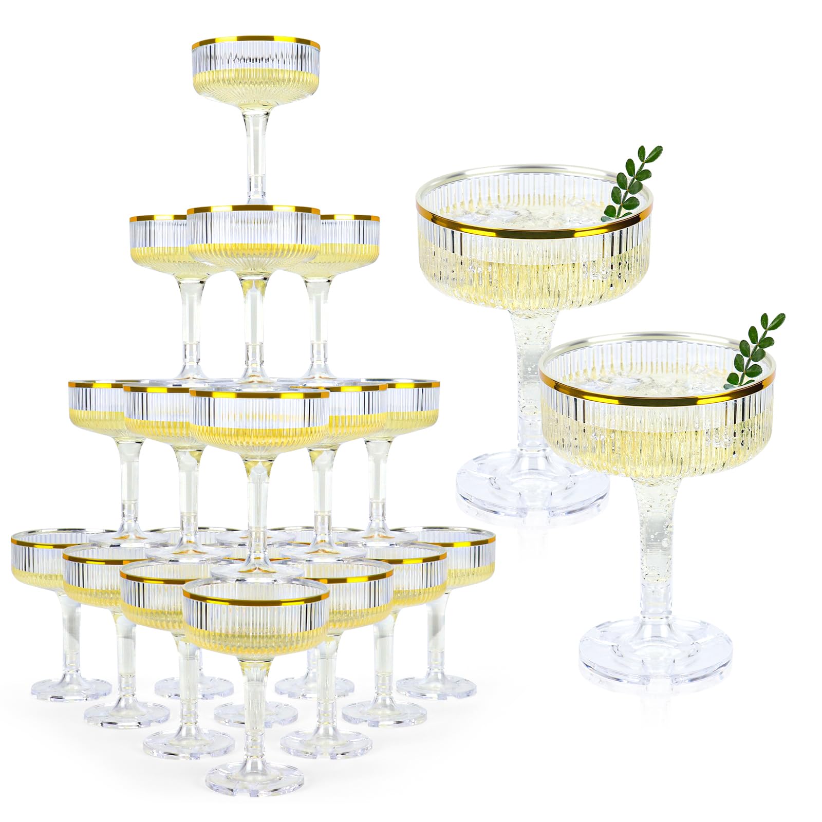 Shhiqikejipty clear champagne tower glasses 7oz for elegant wedding towers and stable displays.