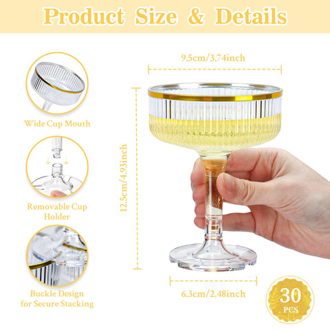 Shhiqikejipty gold rim champagne coupe with 7oz capacity for premium celebrations.