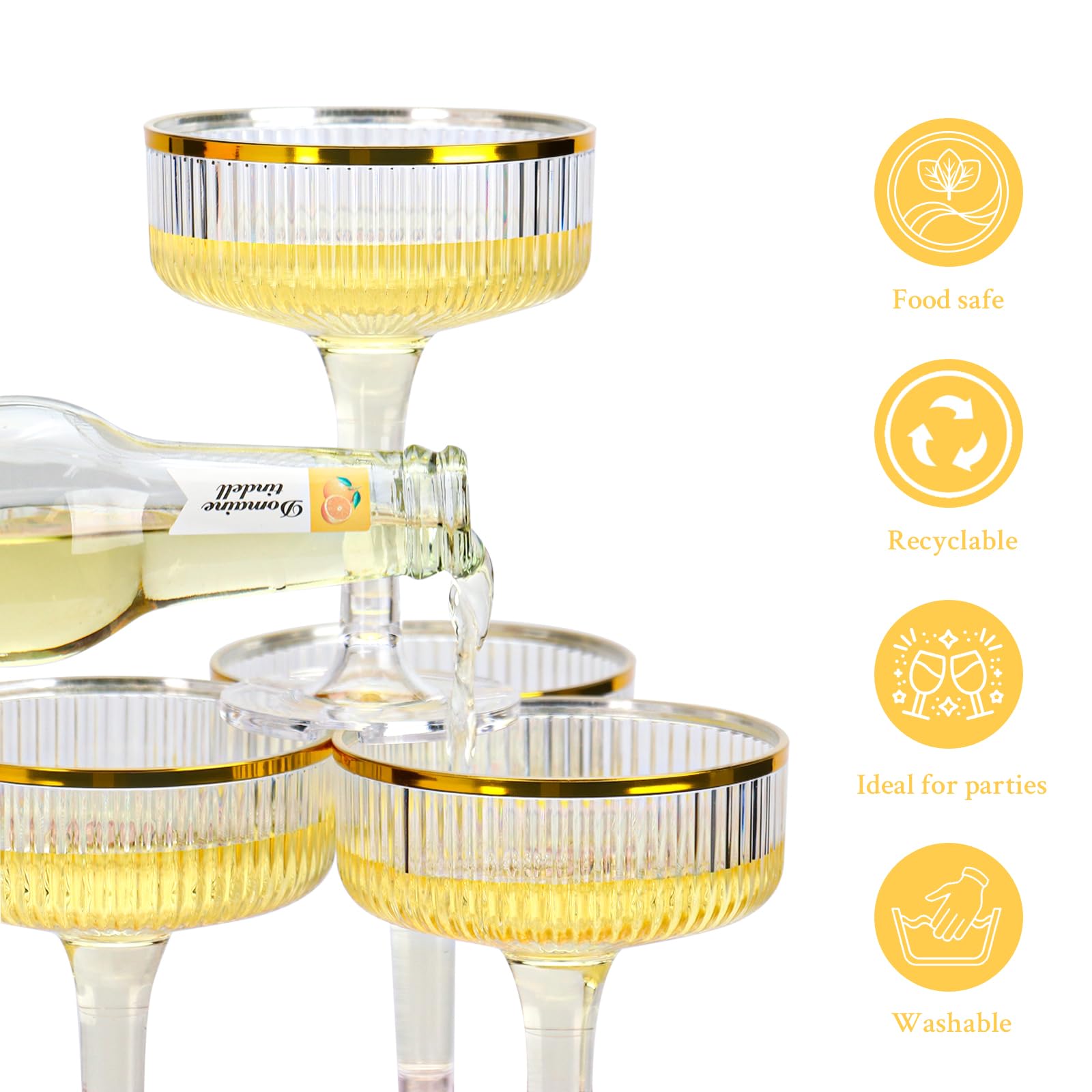 Shhiqikejipty stackable champagne flutes 7oz ideal for rapid event setup.