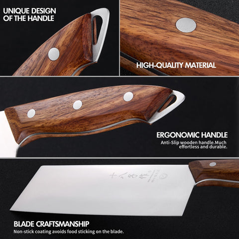 SHI BA ZI ZUO cleaver with ergonomic wood handle delivers secure, comfortable grip