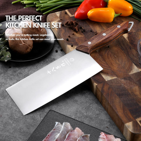 SHI BA ZI ZUO restaurant-grade cleaver handles tough chopping tasks