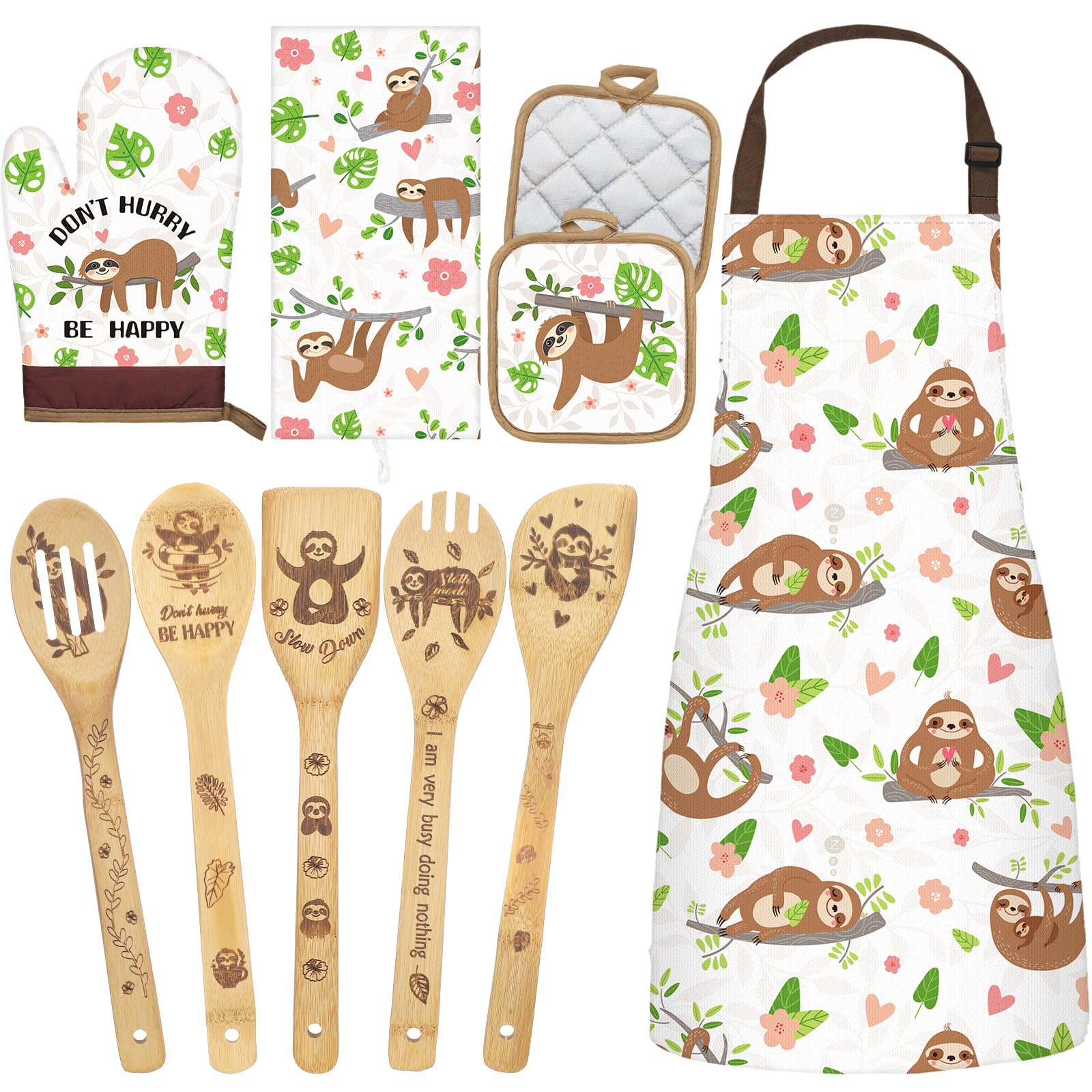 Shihanee Christmas sloth spoons set with festive design for daily cooking