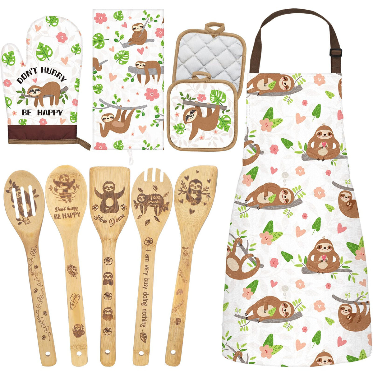Shihanee Christmas sloth spoons set with festive design for daily cooking