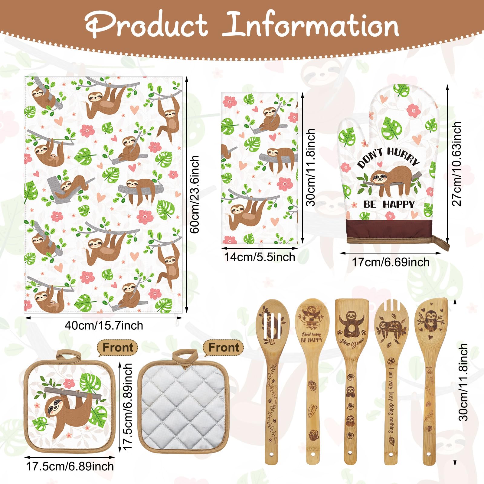 Shihanee sloth apron adds cozy charm while protecting clothes during holiday meal prep