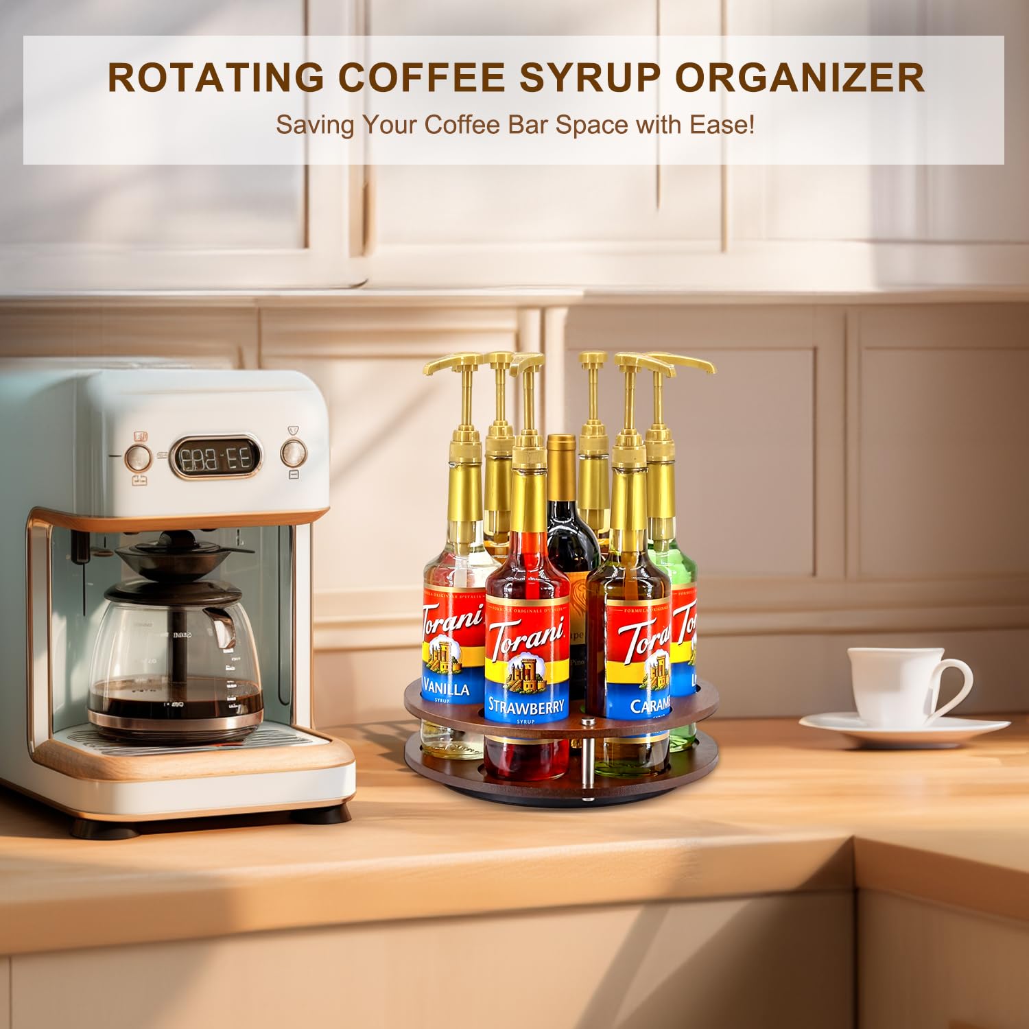 SHILFID syrup bottle display turntable showcases flavors with smooth spinning
