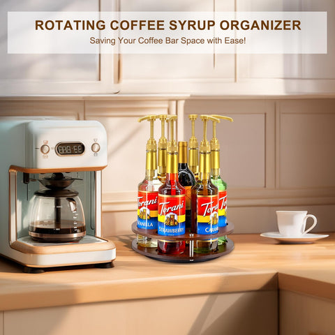 SHILFID syrup bottle display turntable showcases flavors with smooth spinning