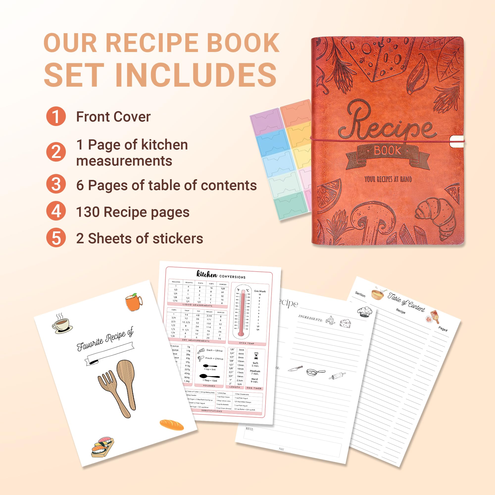 SHIMANY A5 recipe book open pages demonstrate organized writing space for quick notes.