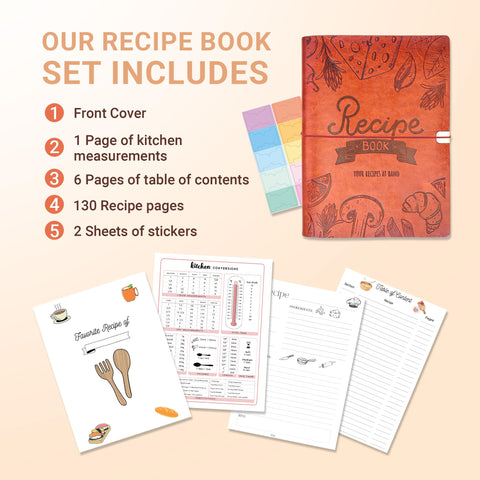 SHIMANY A5 recipe book open pages demonstrate organized writing space for quick notes.