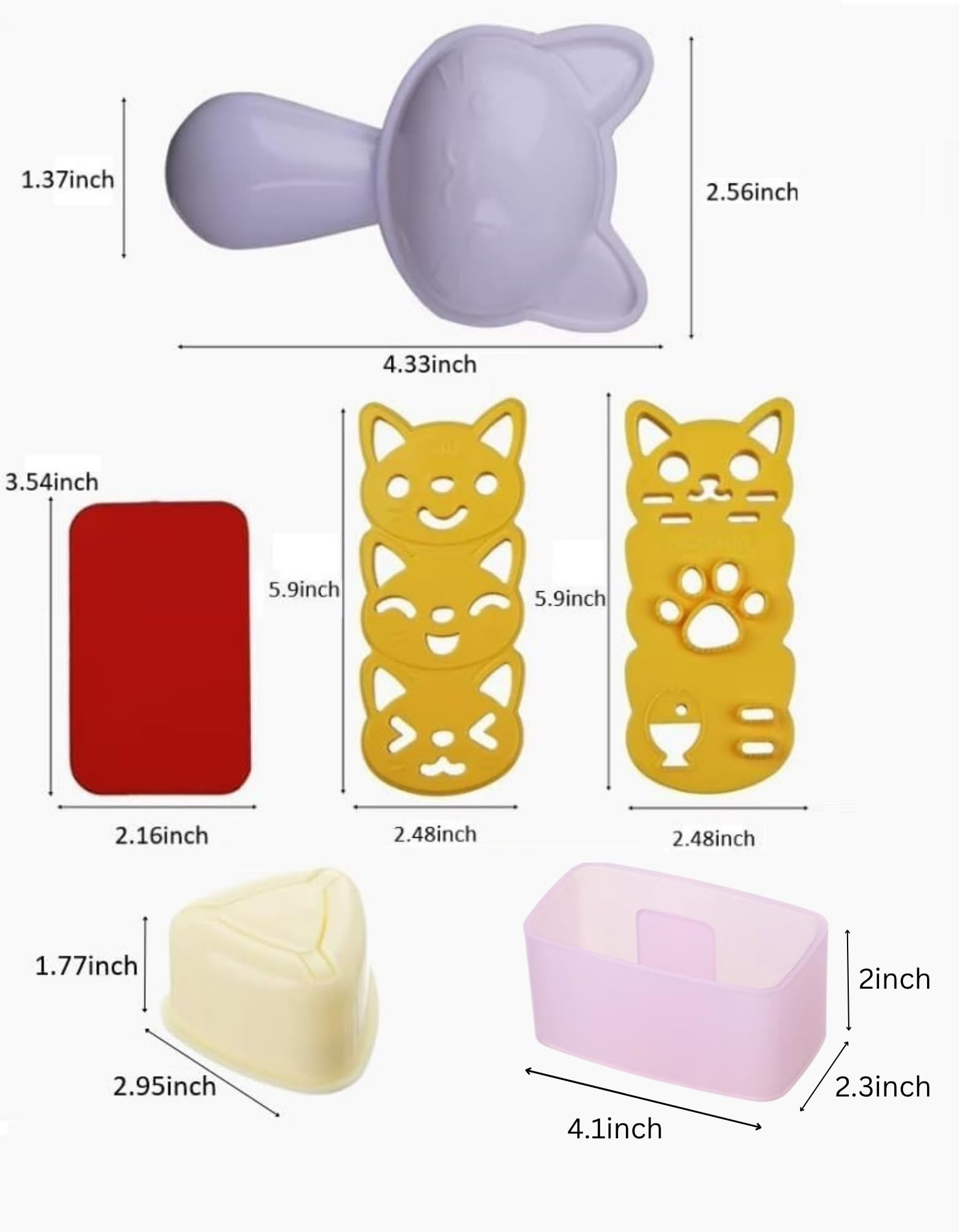 SHIMANY Onigiri cat mold kit, kitty rice ball detail for fun lunches.