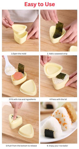 SHIMANY Onigiri musubi press helps create compact, tidy bites.