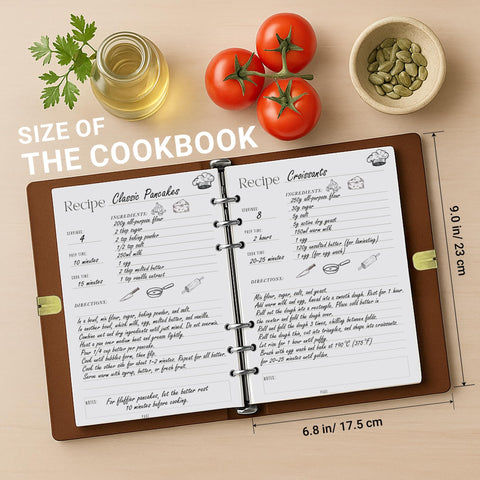 SHIMANY recipe book with stickers included for personalized labeling and creative layouts.