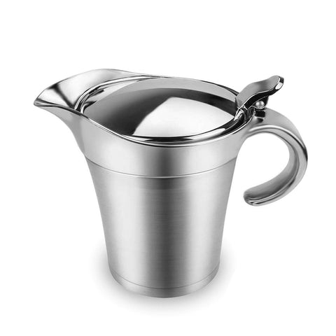 ShineMe gravy boat front view showcases durable stainless steel for everyday serving