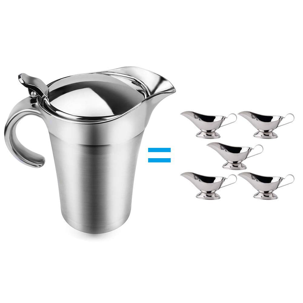 ShineMe gravy boat lid closeup shows BPA-free heat-resistant hinge for safe pouring