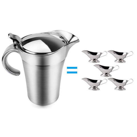 ShineMe gravy boat lid closeup shows BPA-free heat-resistant hinge for safe pouring