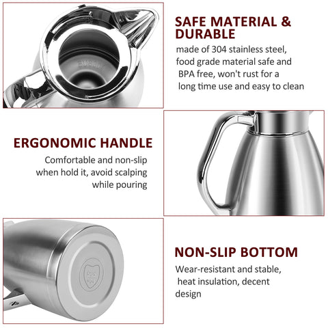 ShineMe stainless steel carafe lid assembly preserves aroma with airtight seal