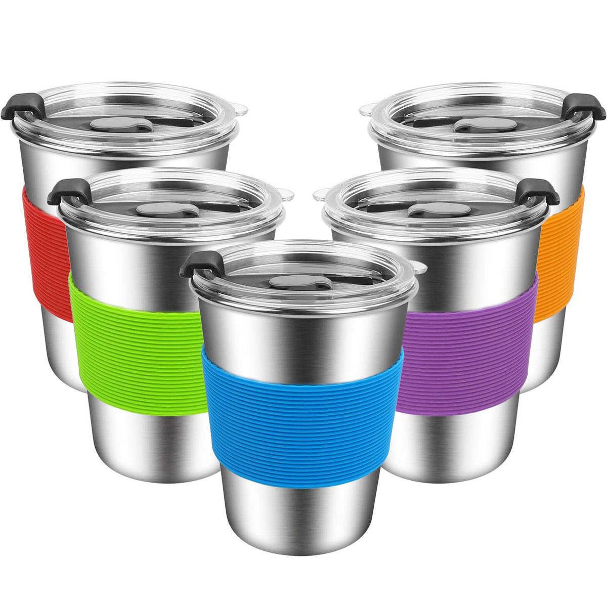 ShineMe kids cups with lids and sleeves for kid-friendly portability and spill resistance.