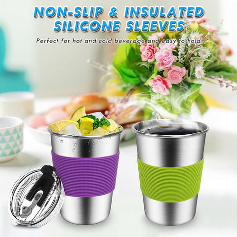 ShineMe stackable stainless steel cups save space in home storage.