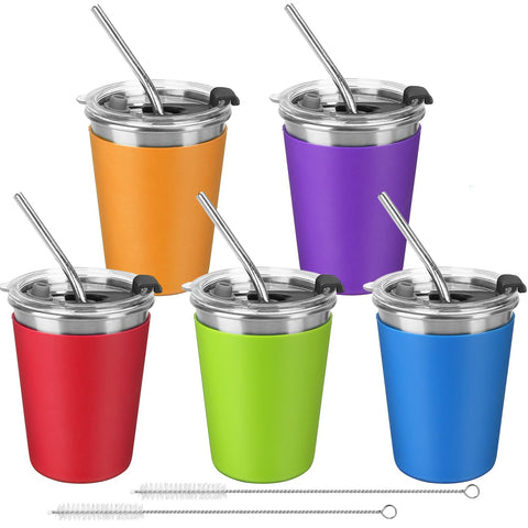 ShineMe 12oz stainless steel kid cup with leak-proof lid for juice on the go.