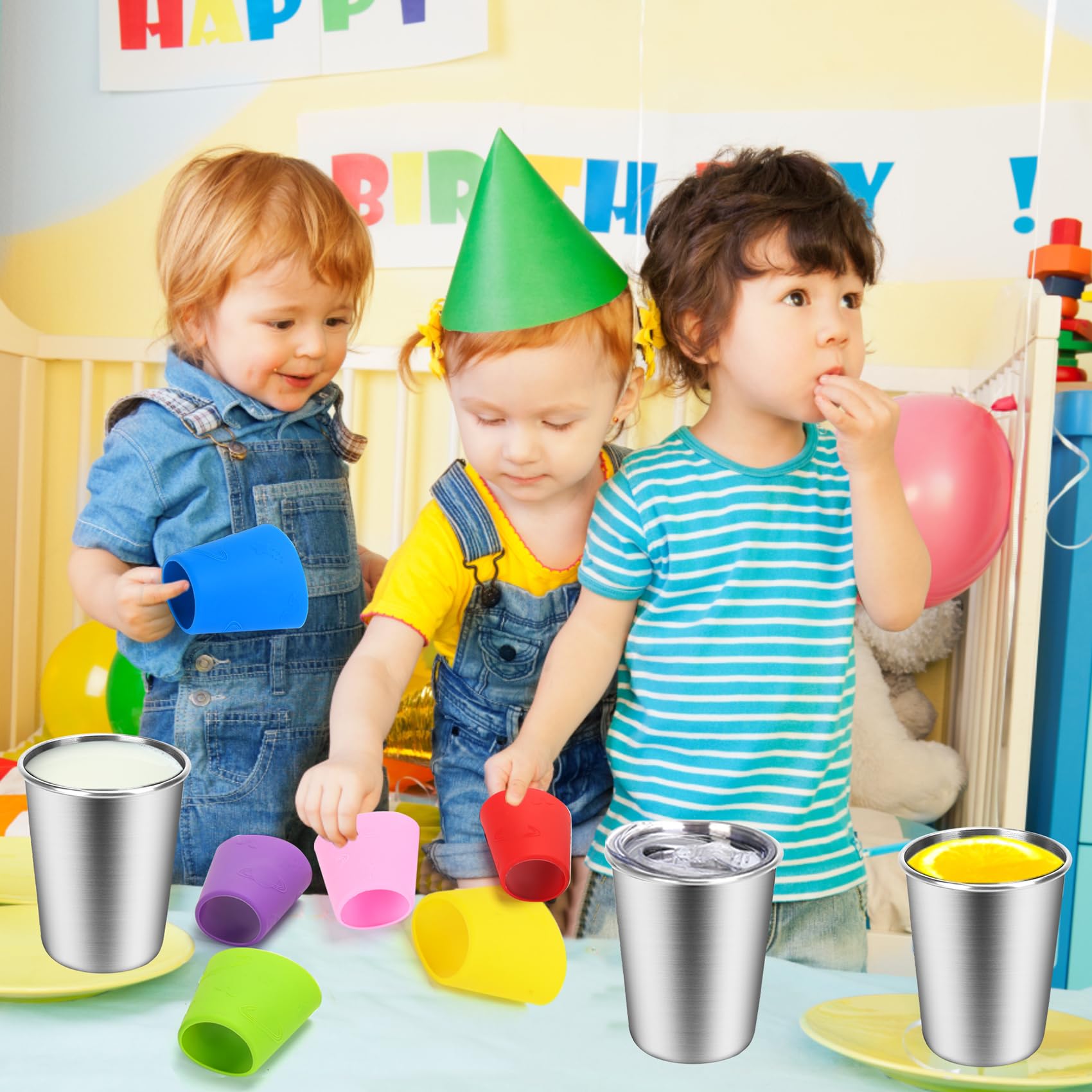 ShineMe dishwasher-safe and stackable cups save space and simplify cleaning.