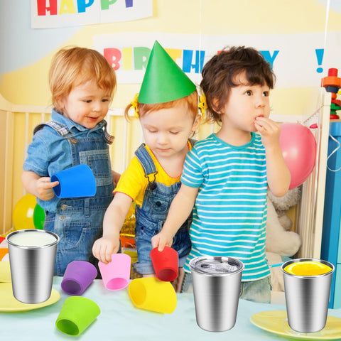 ShineMe dishwasher-safe and stackable cups save space and simplify cleaning.