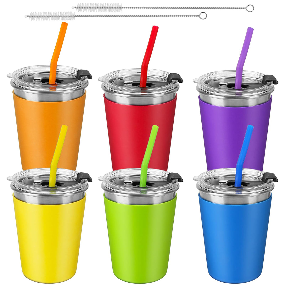ShineMe six-pack toddler cups with lids and straws for mess-free drinks on the go.
