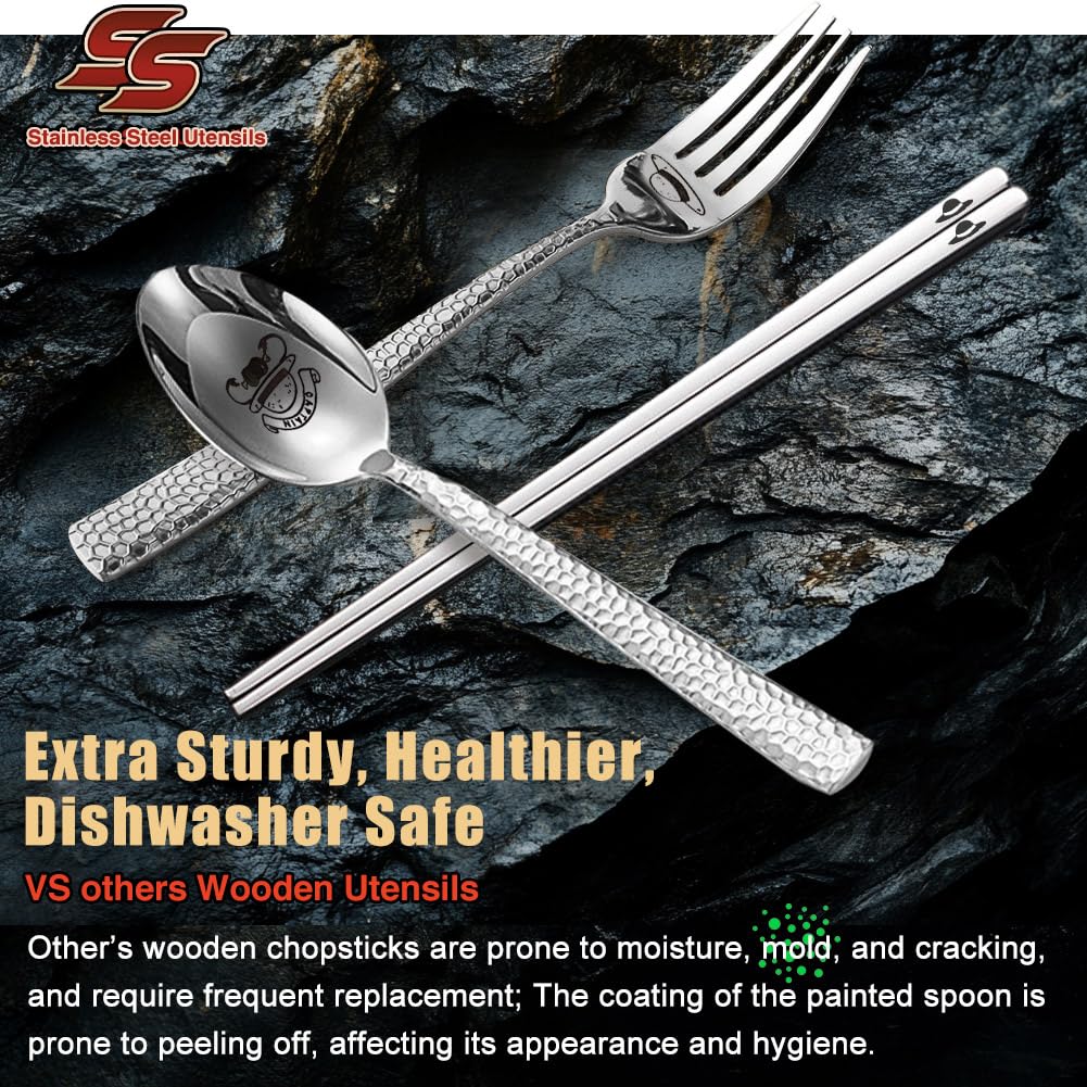 Shiningsoul hammered spoon engraved Captain's Meat Feast for playful meals.