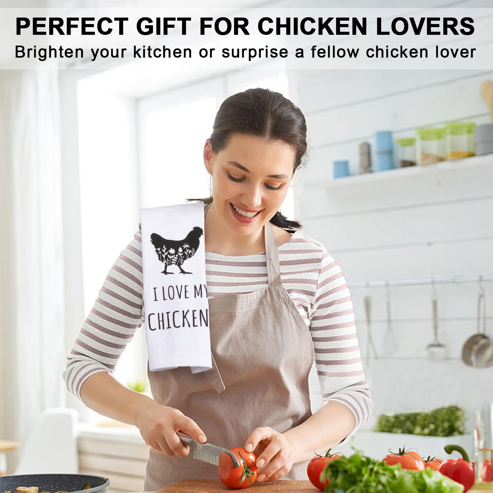 Shinlar Chicken Towels shown in a cozy farmhouse kitchen setting