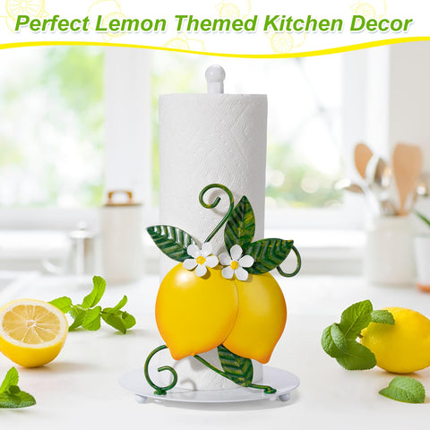 Shinlar Lemon paper towel holder with 3D lemon pattern on durable metal.