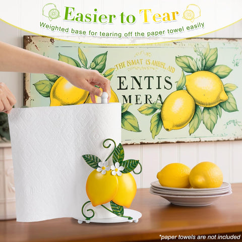 Shinlar Lemon paper towel holder compact footprint fits small kitchens.