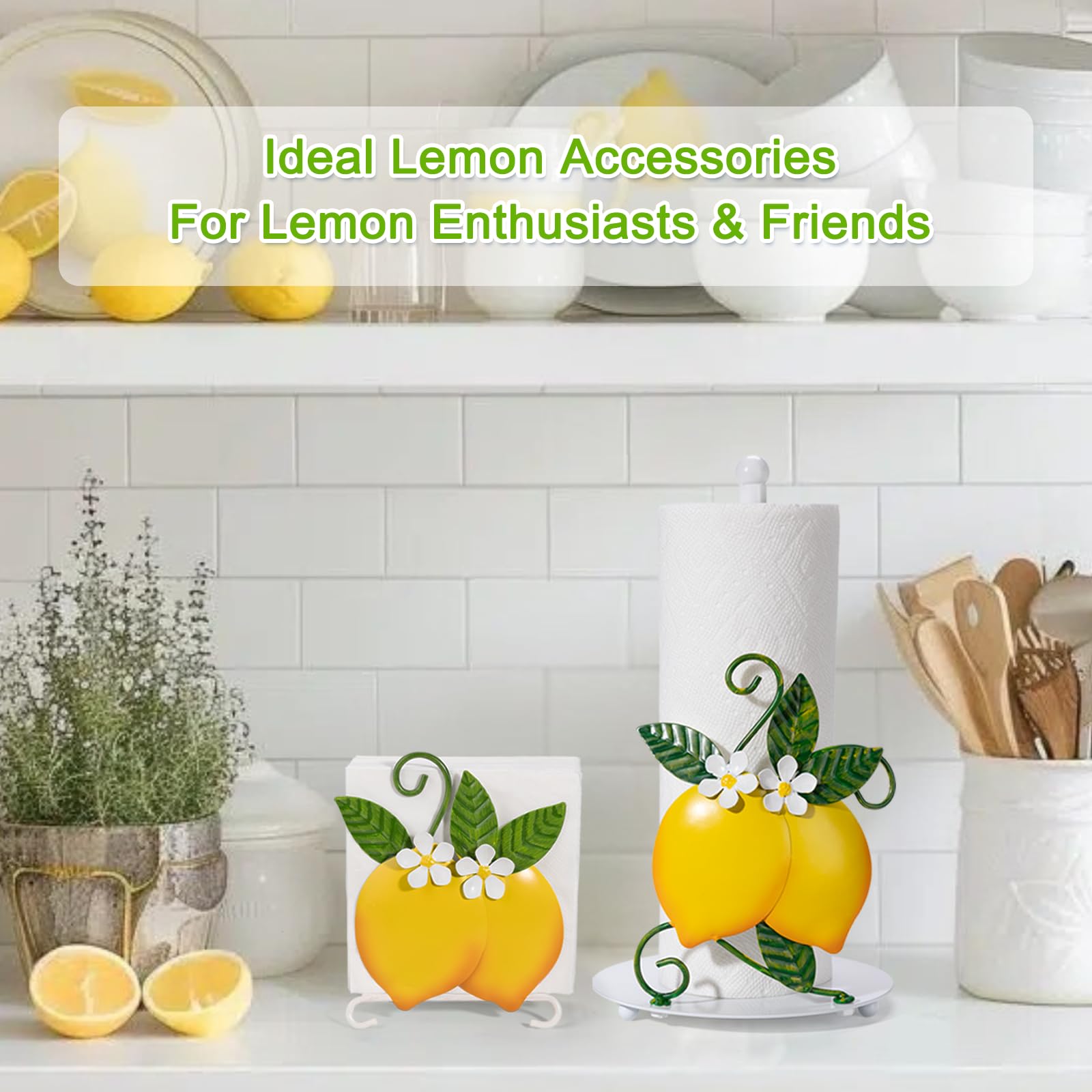 Shinlar Lemon paper towel holder features durable metal construction for daily use.