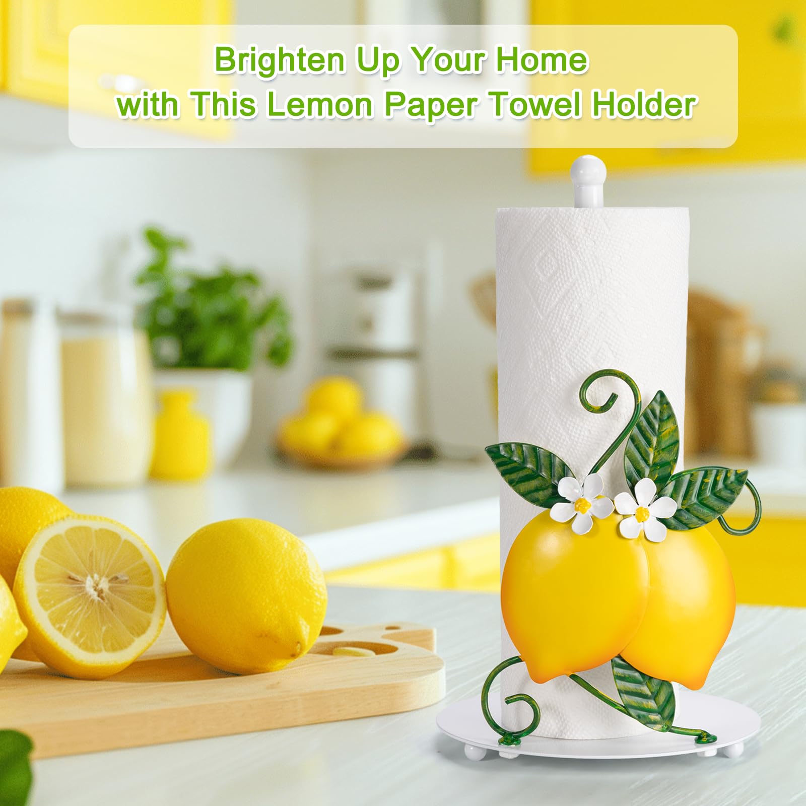 Shinlar Lemon paper towel holder packaged as a gift-ready decor option.