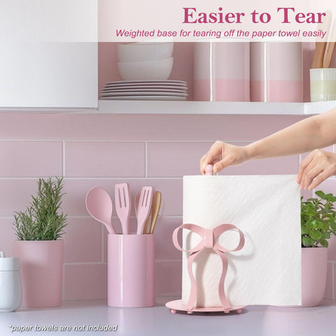 Shinlar pink kitchen decor bow on countertop adds charming focal point