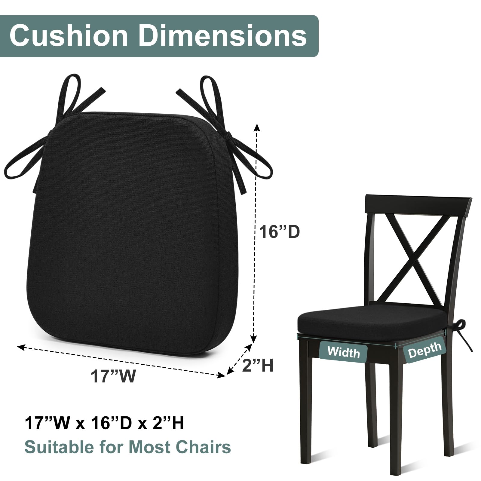 Shinnwa 17x16x2 inch chair pad designed to fit most chairs securely.