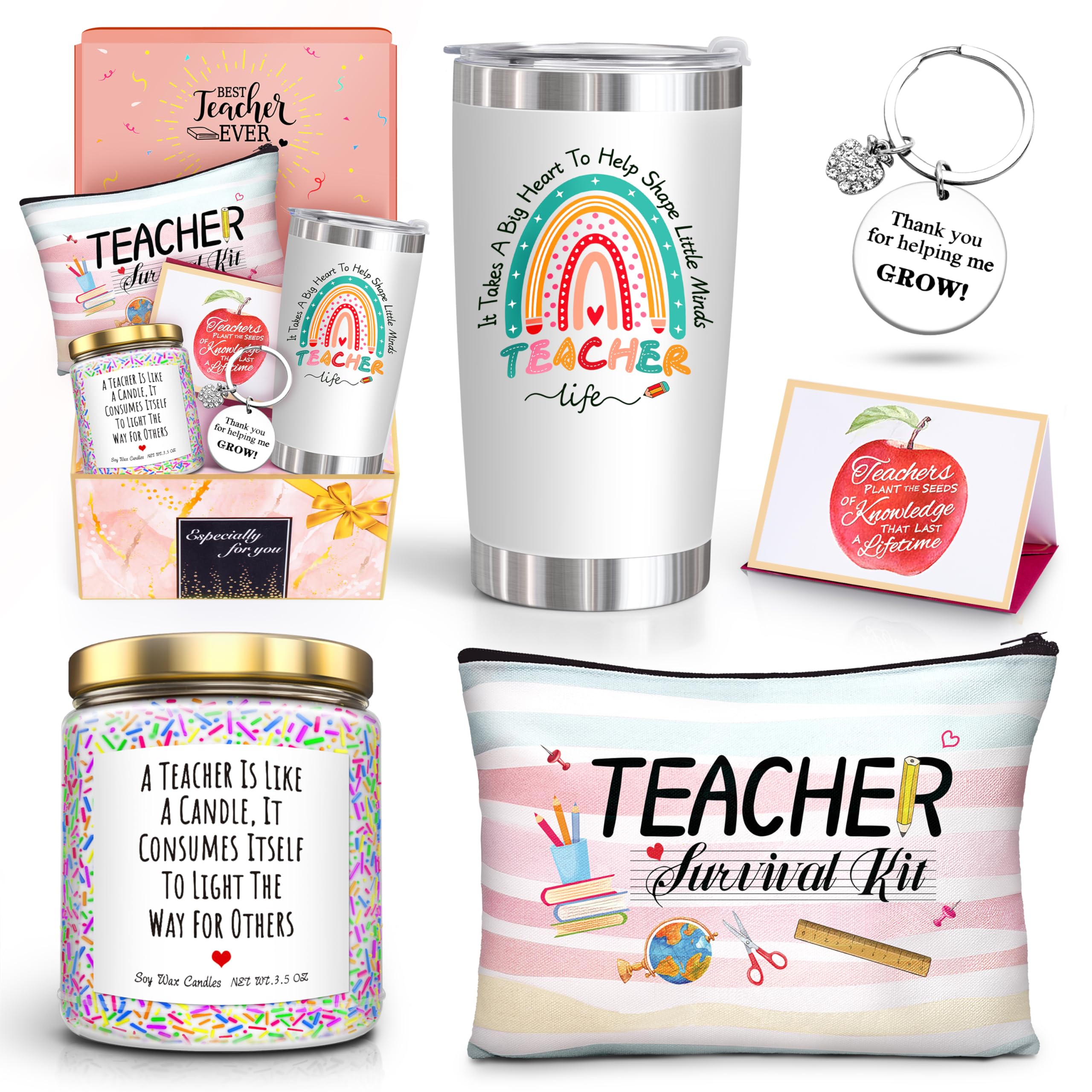 ShinnyWis 20oz tumbler with candle inside, a thoughtful teacher gift that keeps drinks at the right temperature.