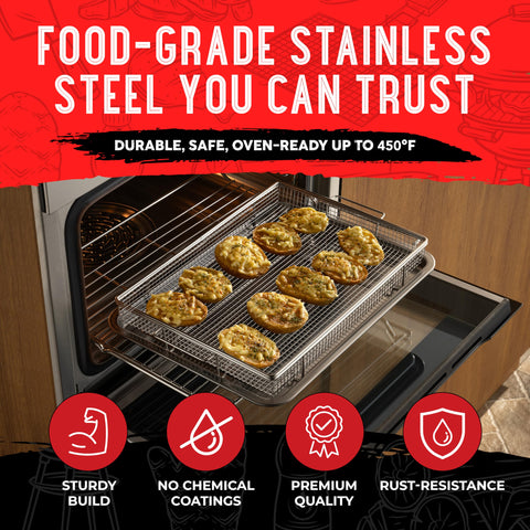 Shizzo grease-catcher tray keeps drips under control for cleaner cooking.