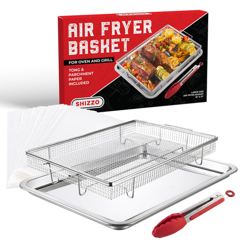 Shizzo oven-basket-large-stainless-steel enhances family meals with even crisping.