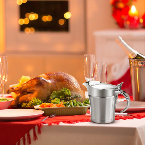 Shofilt gravy boat with non-drip spout prevents spills during holiday serving.