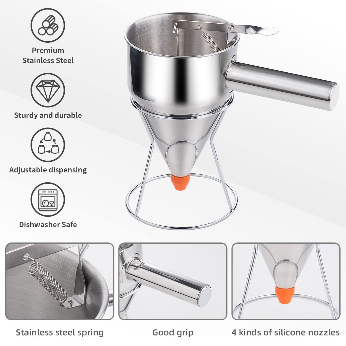 shofilt includes oil brush, spatula, and whisk to streamline batter prep.