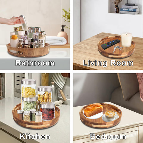 Sholramo acacia lazy susan keeps spices organized within reach