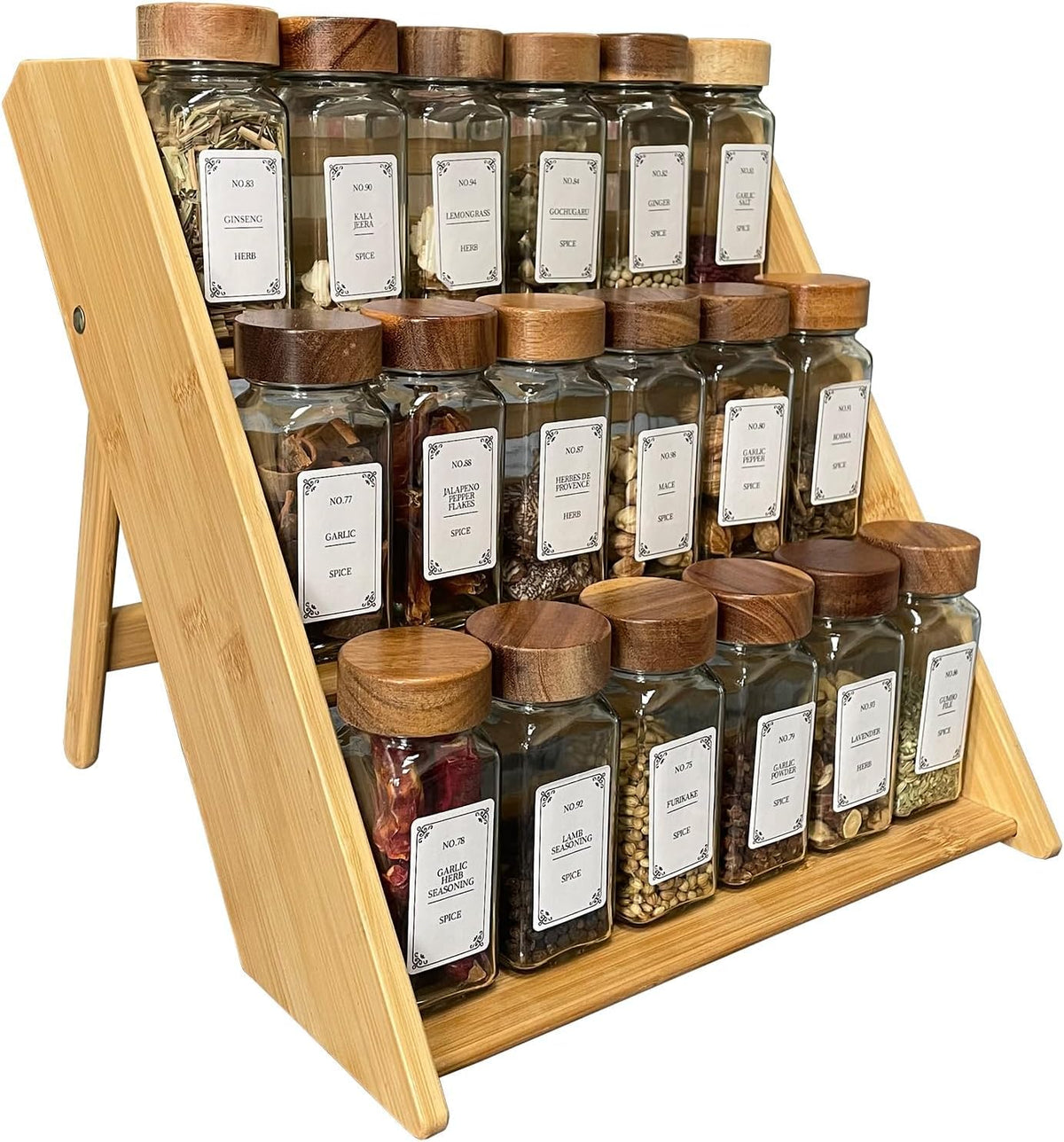 Sholramo bamboo spice rack folded design fits compact drawers and saves space.
