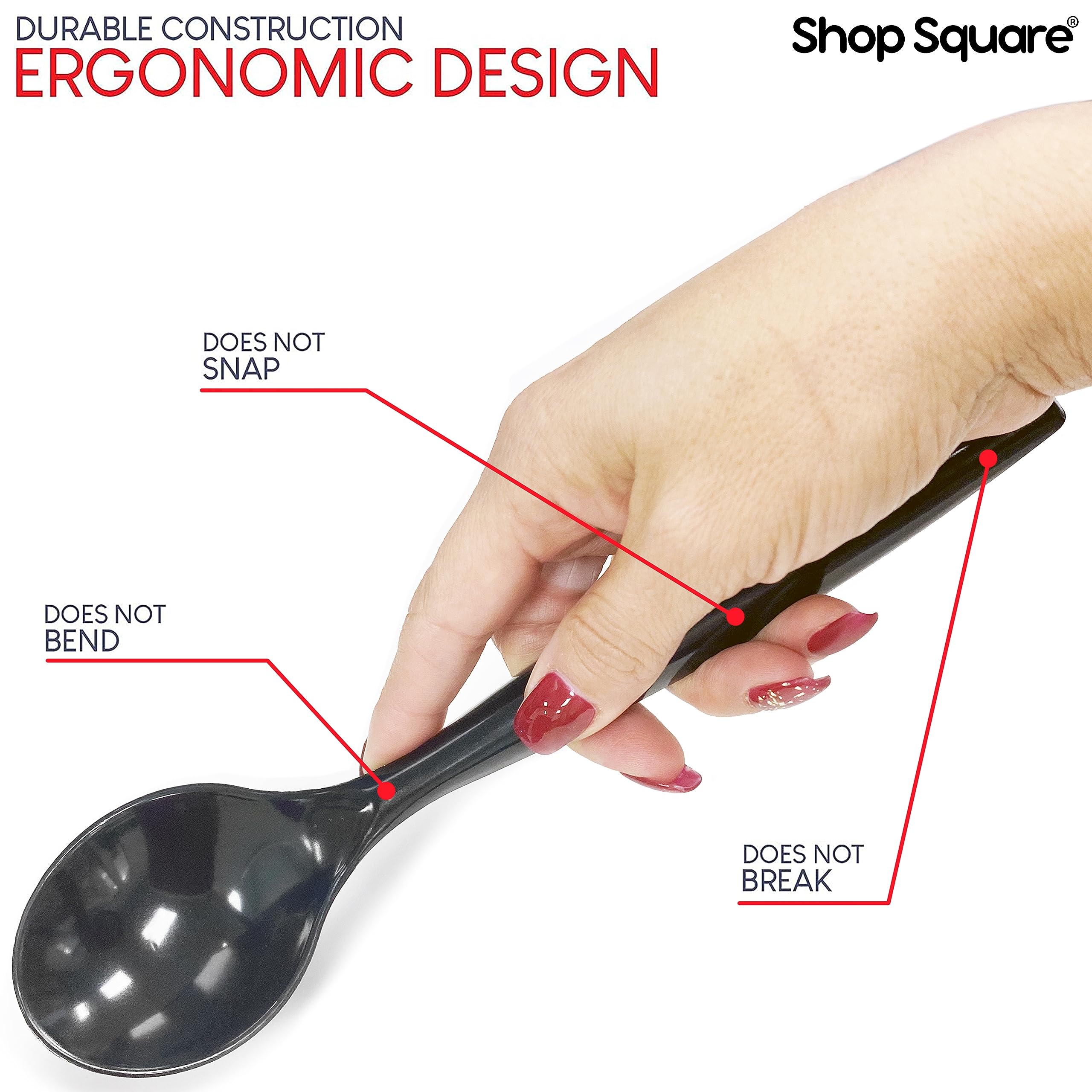 Shop Square 10-inch spoons arranged for salads and sides.